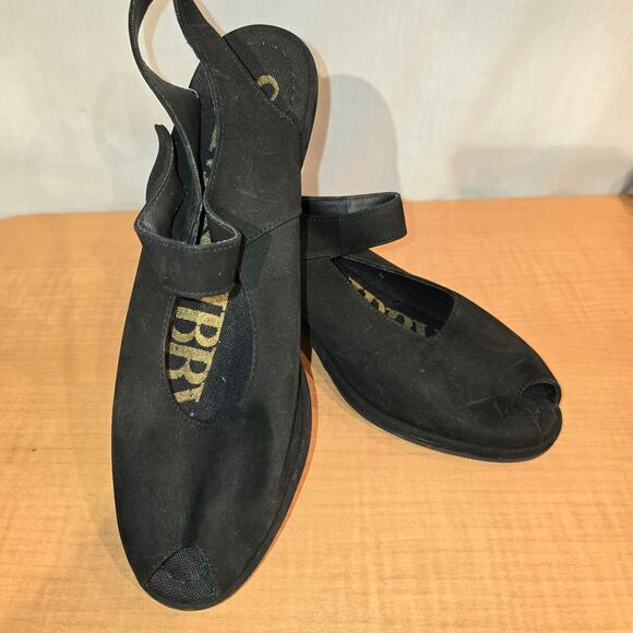 VINTAGE‎ Sam & Libby Black Peep-toe 2" heel Women's shoes Size 7 - Picture 1 of 12